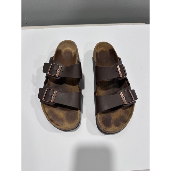 Birkenstock Arizona Sandals Brown Leather Men's Size 43 (US 10-10.5) Excellent - Picture 1 of 3